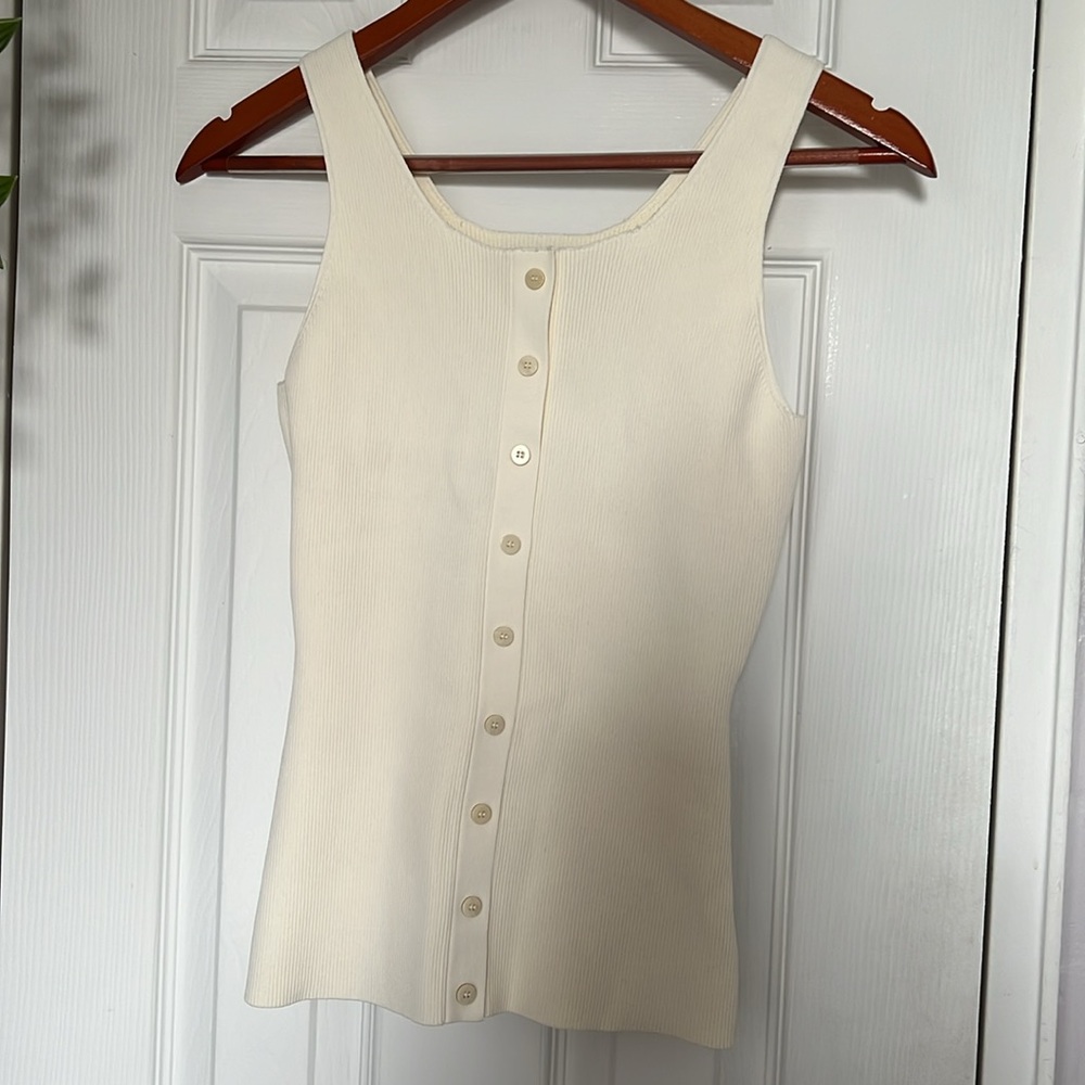 NWT Theory cream ribbed tank